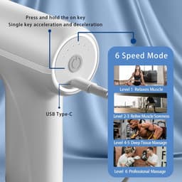 Mini massagepistool, diepweefselmassagepistool, elektrisch spier- en rugmassagepistool, klein draagbaar handmassageapparaat, nekmassageapparaat, pijnverlichting, wit. — thumbnail 4