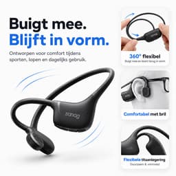 Sanag Bone Conduction Headphones – Sport Koptelefoon – Veilig Fietsen & Hardlopen – 10 Uur Batterij – IPX5 Waterdicht & Open Ear Design – Zwart — thumbnail 3