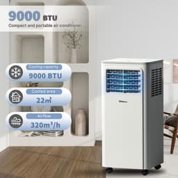 Daity Draagbare airconditioner - 9000 BTU - 3-in-1 airconditioner (koeling, ventilatie en ontvochtiging) - Uitgerust met afvoerkanaal, aansluiting, plat mondstuk en afstandsbediening — thumbnail 3