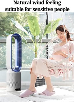 Torenventilator Luchtreiniger - Bladeloze Ventilator - Binnenklimaat Verbeteren - 2-in-1 Functie - 56 Cm - Wit Blauw — thumbnail 3