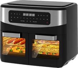 Airfryer - 12L grote inhoud - 2600W - met dubbele bakruimte en kijkvenster- Dual Zone Heteluchtfriteuse met uitneembare scheidingswand - 10-in-1 - Eenvoudig schoon te maken - Vetarm koken zonder olie - Recepten — thumbnail 1