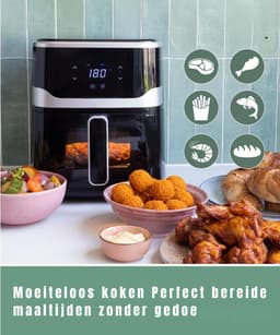 YOR® Mini Airfryer - Kleine Friteuse - Frituese - met Tefloncoating - 2,5L- Zwart - 32cm x 25cm x 31cm; 3 kg — thumbnail 5