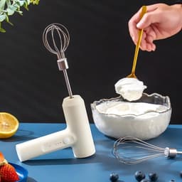 1-delige draadloze elektrische keukenmixer, draagbare mixer met 3 snelheden, geschikt voor het mixen van deeg, cake en slagroom, keukenhulpmiddel (wit) — thumbnail 2