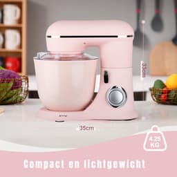 QUOVO® Mixer met mengkom - Mixer - Mixer met mengkom keukenmachine - donkerroze - ‎22cm x 36cm x 33cm; 4.25 kg — thumbnail 2