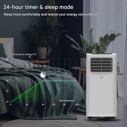 Daity Draagbare airconditioner - 7000 BTU - 3-in-1 airconditioner (koeling, ventilatie en ontvochtiging) - Uitgerust met afvoerkanaal, aansluiting, plat mondstuk en afstandsbediening — thumbnail 5