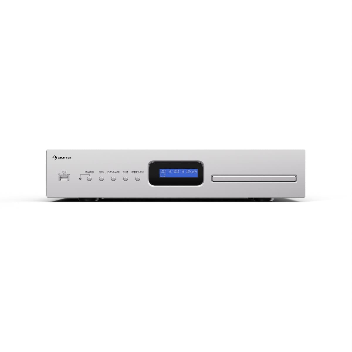 Auna Art22 CD-speler HiFi met slot-in station, USB-ingang, CD-MP3-weergave, Afstandsbediening, Optische & coaxiale uitgangen – 3W geluidskwaliteit – Zilver — afbeelding 1