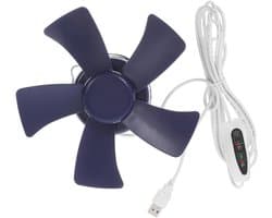 Compacte Plafondventilator - Hangende Ventilator - Kamperen en Reizen - Met Timerfunctie - 18x18x12 cm - Blauw