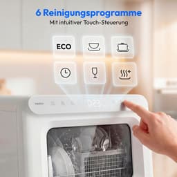 MEDION Mini Vaatwasser DWT30, 3 Couvert, Tafelvaatwasser, werkt met of zonder wateraansluiting, 6 Programma’s, UV Licht, Ventilatiedroging, Touch Display, vrijstaand, MD370022 — thumbnail 5