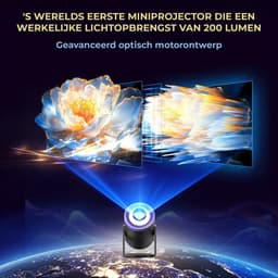 AFINTEK MB02 Pro Mini Beamer – Smart TV Projector met Android 14.0 – WiFi 6 & Bluetooth 5.2 – 200 ANSI Lumen – 4K Support – Wit — thumbnail 5