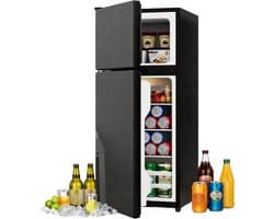 Mini Koelkast - Koelvriescombinatie Compact - Dranken Koelen - Glazen Deur - 92 liter - Zwart