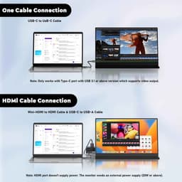 Casa Living Draagbare Monitor - Mobiele Monitor 15.6 Inch - Draagbaar Scherm 1080FHD - Groot kleurenbereik - Zwart - 41x27x6CM — thumbnail 3