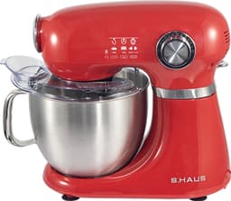 Swiss Haus® KM1905 Keukenmachine – 1000W Keukenrobot – 5L RVS Mengkom met Handgreep – 12 Snelheden – Retro Design – Multifunctionele Keukenmixer met Accessoires - Rood — thumbnail 2