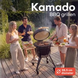 KitchenBrothers Kamado BBQ - 18 Inch Houtskool Barbecue - 38,5⌀ cm - PFAS-vrij - Complete Set - Egg BBQ met Accessoires inclusief Hoes - Vaderdag Cadeau - Zwart — thumbnail 2