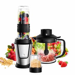 Allero Keukenmachine - Multifunctionele Keukenmachine - Hakmolen - Blender - Juicer - Mixer - 3-in-1 - 700W - 1,2L - Beker — thumbnail 1