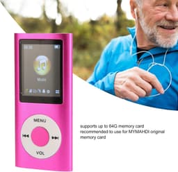 MP3 Speler - Bluetooth - Incl. 32GB SD Kaart - USB - Shuffle - Incl. Oordopjes - Voice recorder - Dictafoon - Draagbaar - Luidsprekers met verliesvrije geluidskwaliteit - Ideaal voor Sport, Kinderen en Volwassenen - roze — thumbnail 4