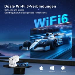 Mini Projector, upgrade 2026, ondersteunt 8K en 1080p, autofocus, draagbare projector met wifi 6 en Bluetooth 5.4, automatische keystone-correctie, mini-projector ondersteunt 4K, geschikt voor Android 14 home cinema — thumbnail 3