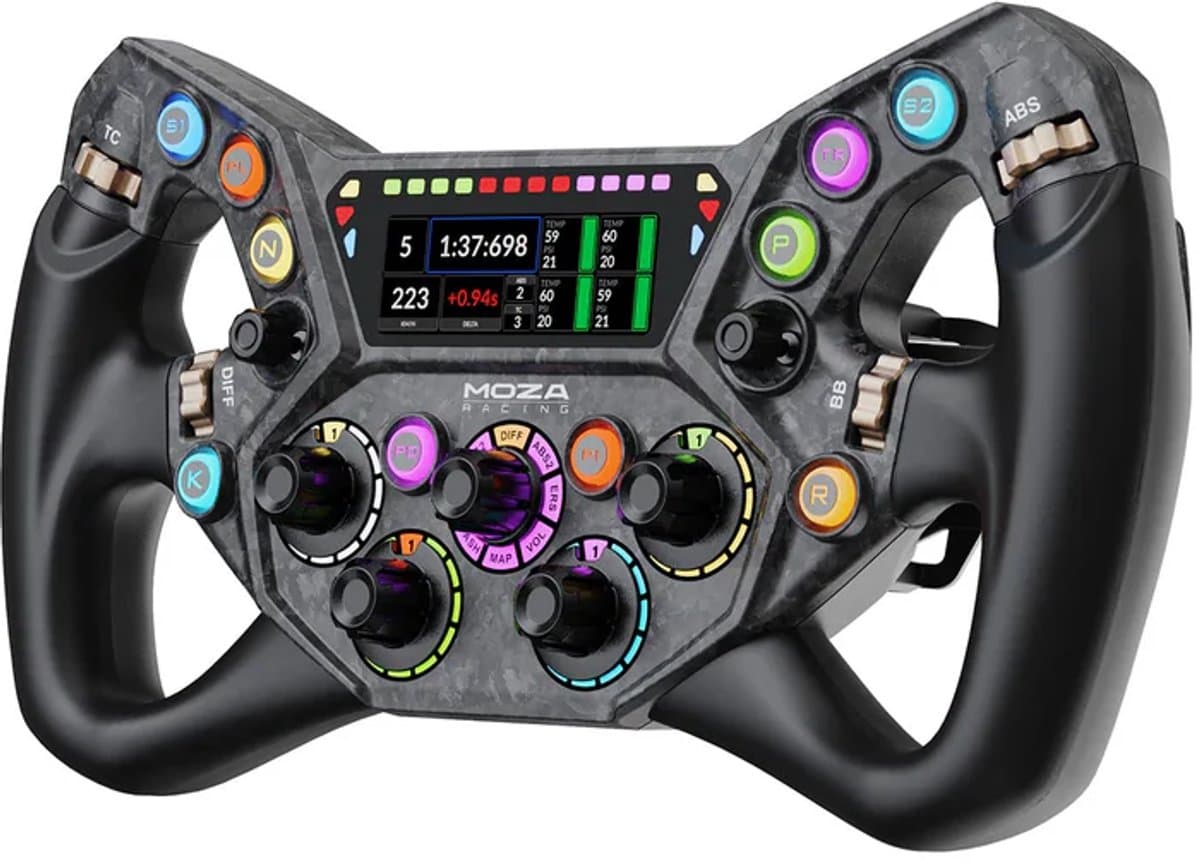 MOZA KS Pro Steering Wheel – 300 mm GT/Formule Sim Racing Stuur met HD Display en Dual Clutch Paddles - PC — afbeelding 1