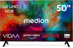 MEDION 125.7 cm 50" Ultra HD TV Smart TV HDR10 VIDA Store Prime Video Disney+ DAZN HbbTV PVR Bluetooth HD+, MD850201 — thumbnail 1