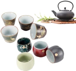Dailygoods- Theekopenset 4-delig - Keramisch - Japanse Stijl - Theekopjes met Schotel - Geschenkdoos - Uitstekend Vakmanschap — thumbnail 1