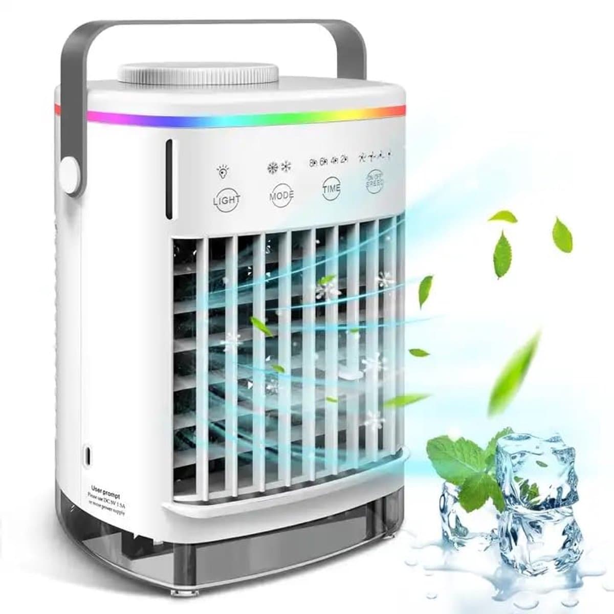 Draagbare Airco met 4 Snelheden - Luchtkoeler voor Slaapkamer, Auto en Camping - USB-Voeding - 1 Stuk — afbeelding 1