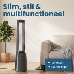 Auronic Torenventilator - Bladeless Model 2 in 1 - Luchtreiniger met HEPA-filter - Ventilator - 10 Standen - Afstandsbediening - 105 cm - Lichtgrijs — thumbnail 2