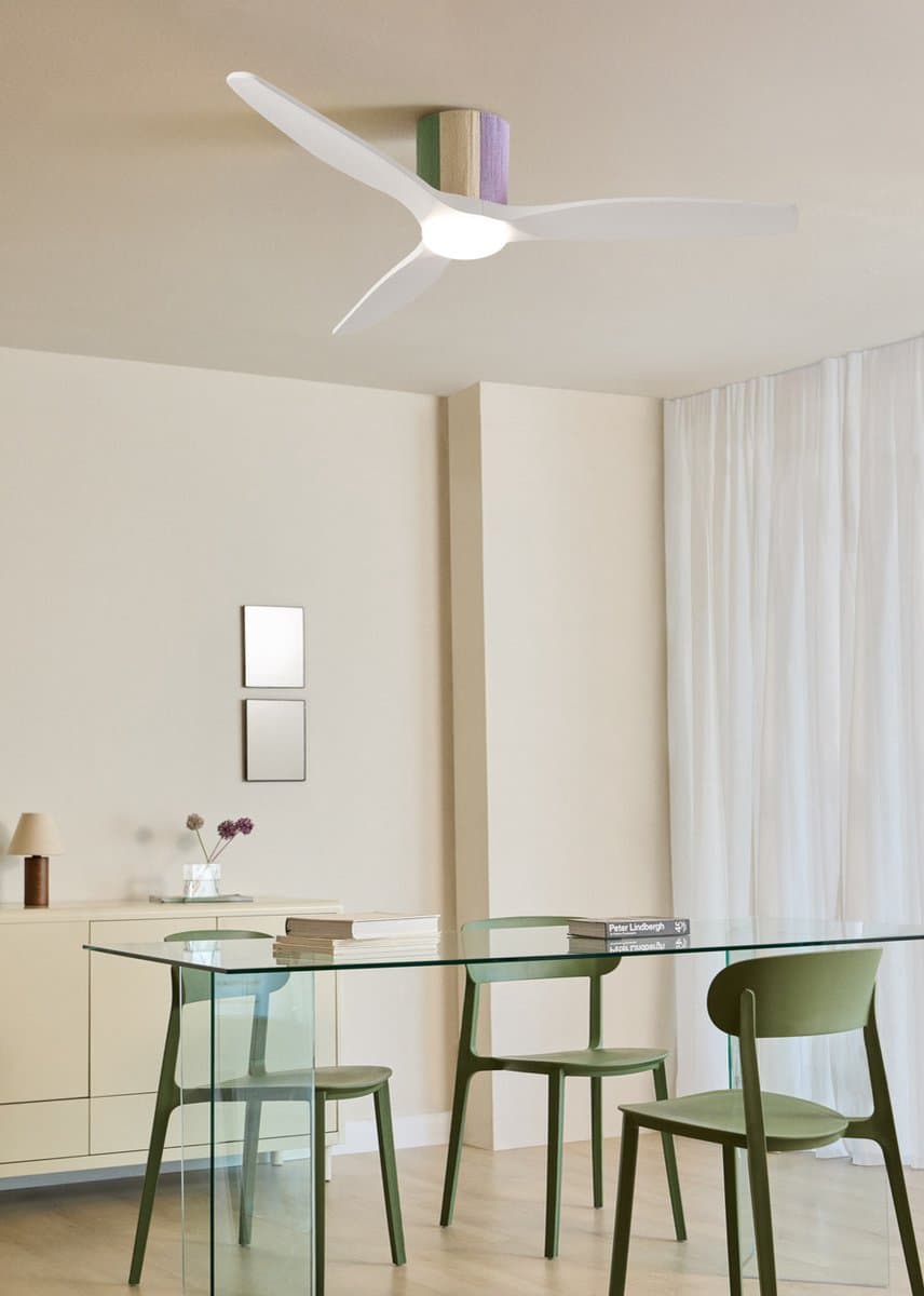 CREATE - Stille plafondventilator 100% hout 40W (Ø132cm) - Met licht LED - Afstandsbediening - 6 snelheden - Programmeerbaar - WIND CALM CUSTOM WOVEN — afbeelding 1