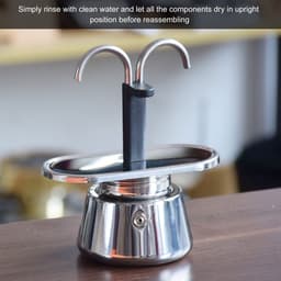 Dailygoods- Moka Pot Mini-espressomachine - Koffiezetapparaat van roestvrij staal - 2 kopjes - 2,8 oz - Italiaans design - Snel en elegant koffiezetten — thumbnail 4