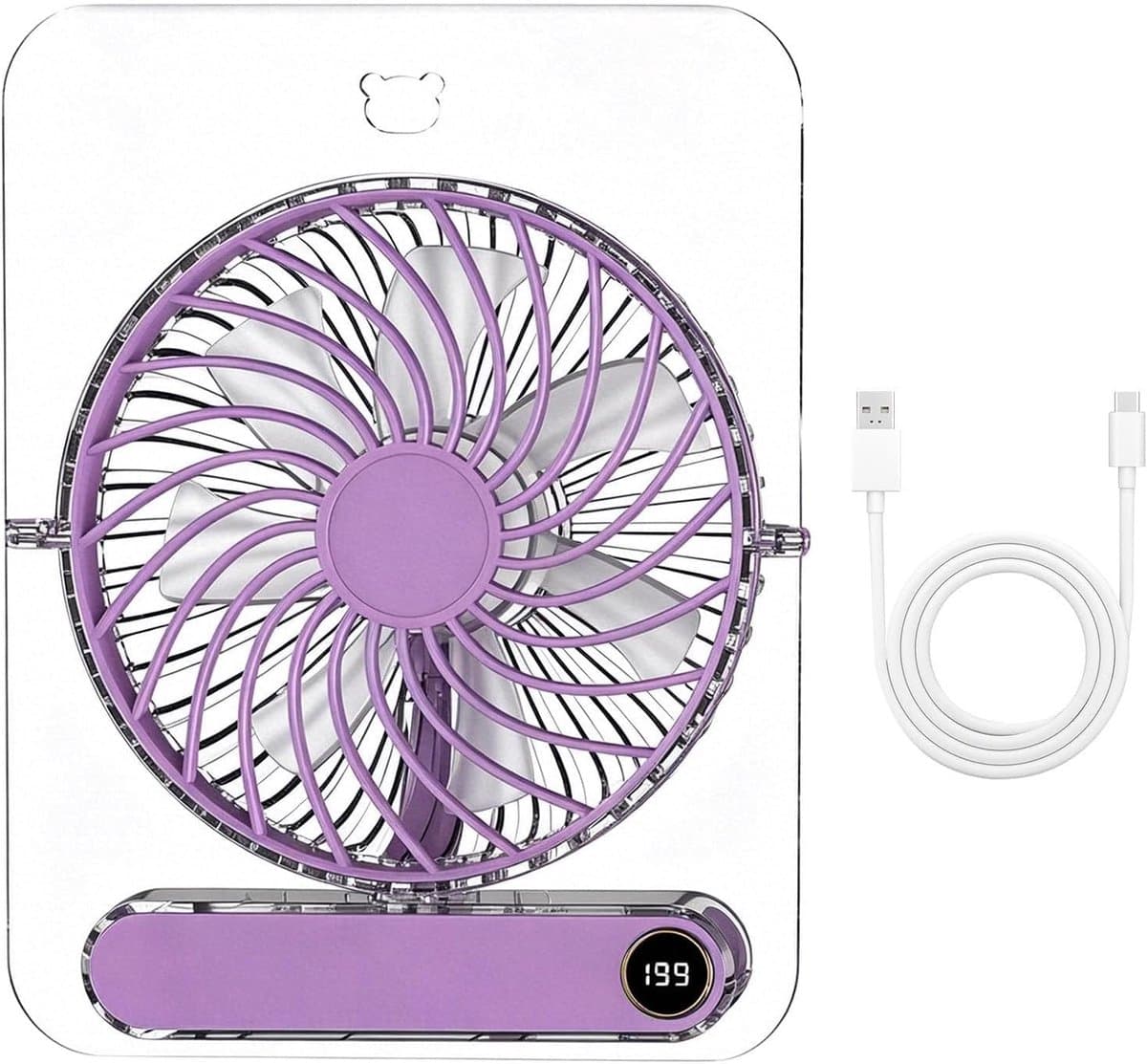 Opvouwbare transparante bureauventilator - 199 Standen - USB - Draagbaar - Reizen, kamperen, strand en vissen — afbeelding 1