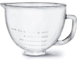Mixer Kom - Glazen Kom - Bakken en Koken - Met Schenktuit - 5 Quarts - Transparant