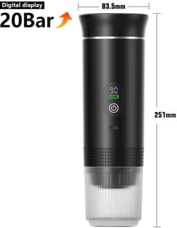 ByRoos Koffiezetapparaat - 3-in-1 - 70ml - Koffie - Vakantie - Camping - Camperen - Reisformaat- Draadloos - Elektrisch - Zwart - Compact — thumbnail 3