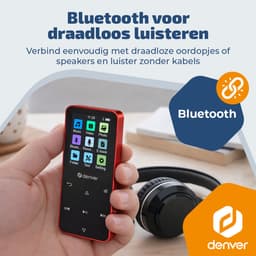 Denver MP3/MP4 Speler - Bluetooth - Shuffle/Repeat - SD kaart tot 128GB - Incl. oordopjes - Dictafoon - MP1830R - Rood — thumbnail 5