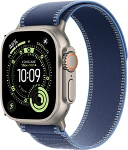 Apple Watch Ultra 3 Cellular 49mm Natural Titanium Case with Blue/Bright Blue Trail Loop - S/M — thumbnail 1