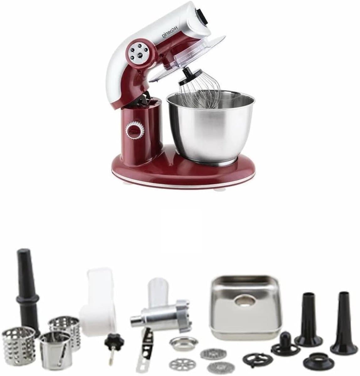Keukenmachine - Mixer Robot - Bakken en Koken - Planetaire Beweging - 5L Kom - Rood — afbeelding 1