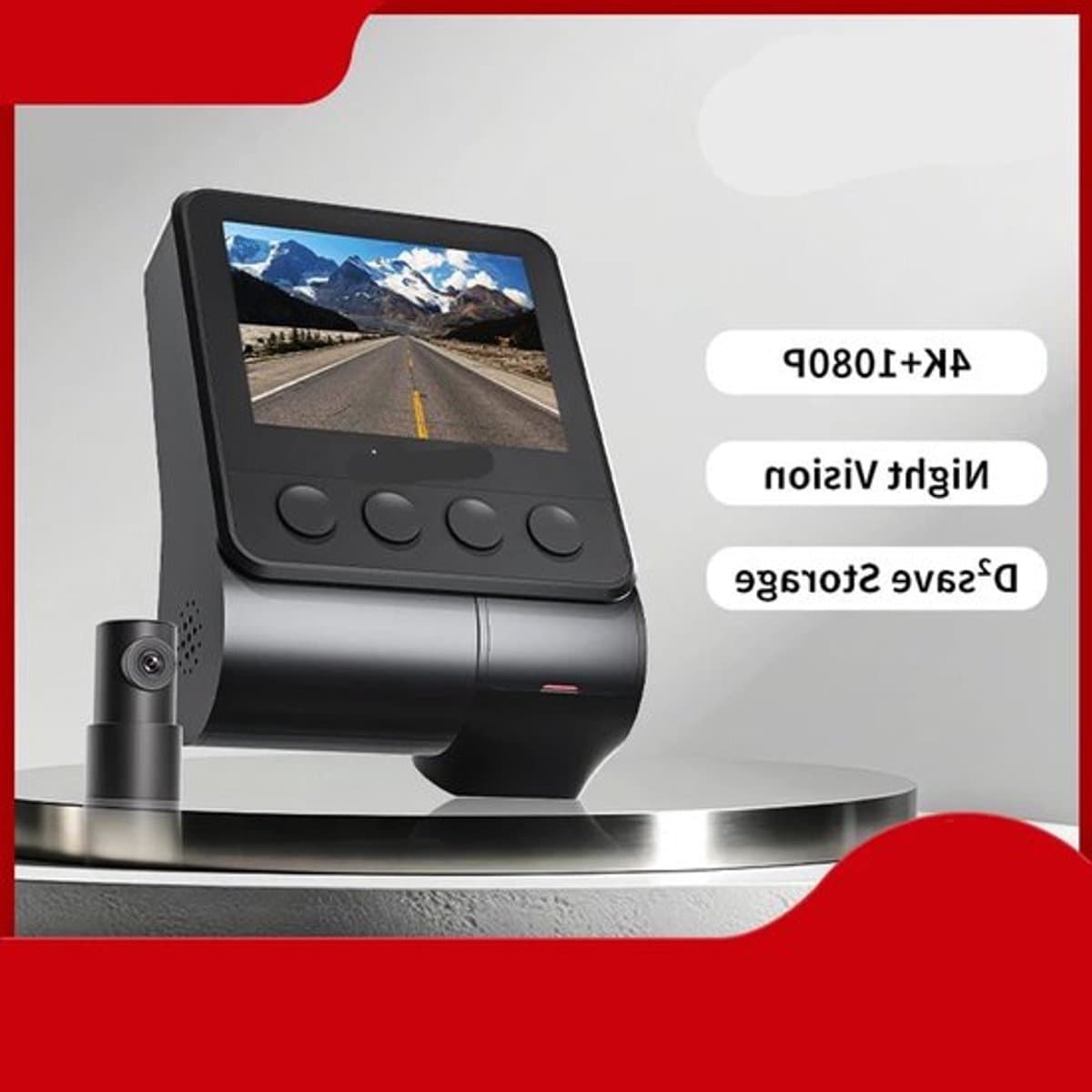 Dashcam voor Auto - Navigatiesysteem Auto - Voor & Achter Camera – 2160P + 1080P – 4K - GPS - WiFi - Nachtzicht - G-sensor - ADAS - Loop Recording — afbeelding 1