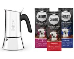 Bialetti Venus Percolator RVS 2 kops + Bialetti Koffiepakket 3 x 250gr