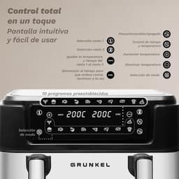 Luchtfriteuse Dubbele Tank - Heteluchtfriteuse Airfryer - Gezinsmaaltijden Bereiden - Onafhankelijke Mand Bediening - 9 Liter Capaciteit - Zwart en Zilver — thumbnail 3