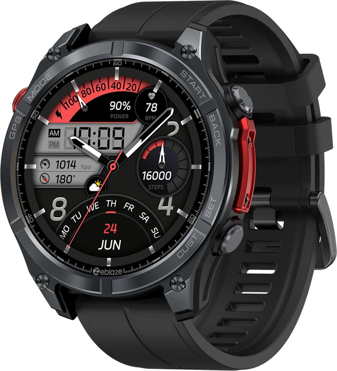 Zeblaze Stratos 4 Smartwatch - GPS Sporthorloge - Stappenteller - Slaapmonitor - Belfunctie - LED Zaklamp - 170+ Sportmodi- 5ATM - Hartslag/Slaapmeter/SpO2 - IOS & Android - Zwart — afbeelding 1