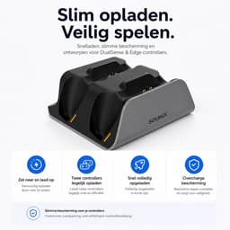 Sounix Oplaadstation geschikt voor PS5 / PS5 Slim / PS5 PRO / DualSense Controller - PS5 accessoires - Dual Oplader - Charging Dock- Grijs — thumbnail 3