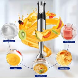 Staafmixerset 6-in-1 – 1200W – RVS Handblender – Incl. Hakmolen, Garde & Maatbeker 600ml – Voor Soep, Babyvoeding & Sauzen — thumbnail 2