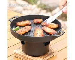 Linkforu - Japanse Mini Kachel – Grill – BBQ - Mini-Barbecue - Barbecuegrill – Houtskool – Draagbaar - Anti Aanbak - 21x13x13 cm