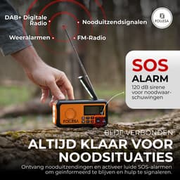 FOLLESA® DAB-373BT Noodradio - Solar Powerbank - 5000mAh - DAB+/FM - Met waterdicht zakje - Noodradio - Opwindbare Survivalradio - Bluetooth & Digitale Wekker - Ideaal voor Noodpakket. — thumbnail 2