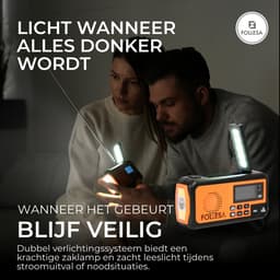 FOLLESA® DAB-373BT Noodradio - Solar Powerbank - 5000mAh - DAB+/FM - Met waterdicht zakje - Noodradio - Opwindbare Survivalradio - Bluetooth & Digitale Wekker - Ideaal voor Noodpakket. — thumbnail 4