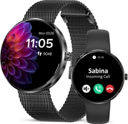 Avalue - AMOLED Dames Smartwatch - Hartslagmeter - Slaapmonitor - Vrouwengezondheid - Multisport - Android & iOS - RVS en Siliconen Band - Zwart — thumbnail 1