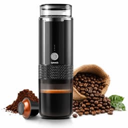 Igoods Draagbare Koffiemachine - Koffiezetapparaat voor Onderweg - 2-in-1 Reis Espresso Apparaat - Werkt op Batterijen en USB - Voor Cups en Gemalen Koffie - Cadeau voor Kampeerders en Reizigers - Reisaccessoire - Zwart — thumbnail 1