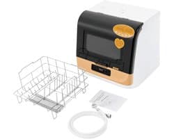 Tafelvaatwasser - Mini vaatwasser - Snel afwassen - 360 graden rotatiespoeling - 45 cm - Goud
