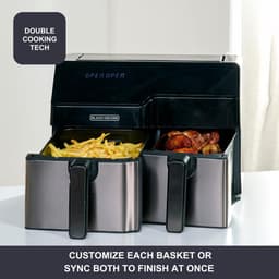 Dubbele Heteluchtfriteuse - Airfryer Twee Manden - Gezond Koken - Double Cooking Technologie - 9L Totale Capaciteit - Zwart — thumbnail 2