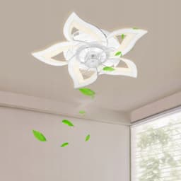 Slimme Plafondventilator met LED Lamp - 50W Energiezuinige Plafondlamp - Bediening via Afstandsbediening én App - Met Instelbare Windsnelheden-Wit — thumbnail 1