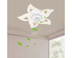 Slimme Plafondventilator met LED Lamp - 50W Energiezuinige Plafondlamp - Bediening via Afstandsbediening én App - Met Instelbare Windsnelheden-Wit