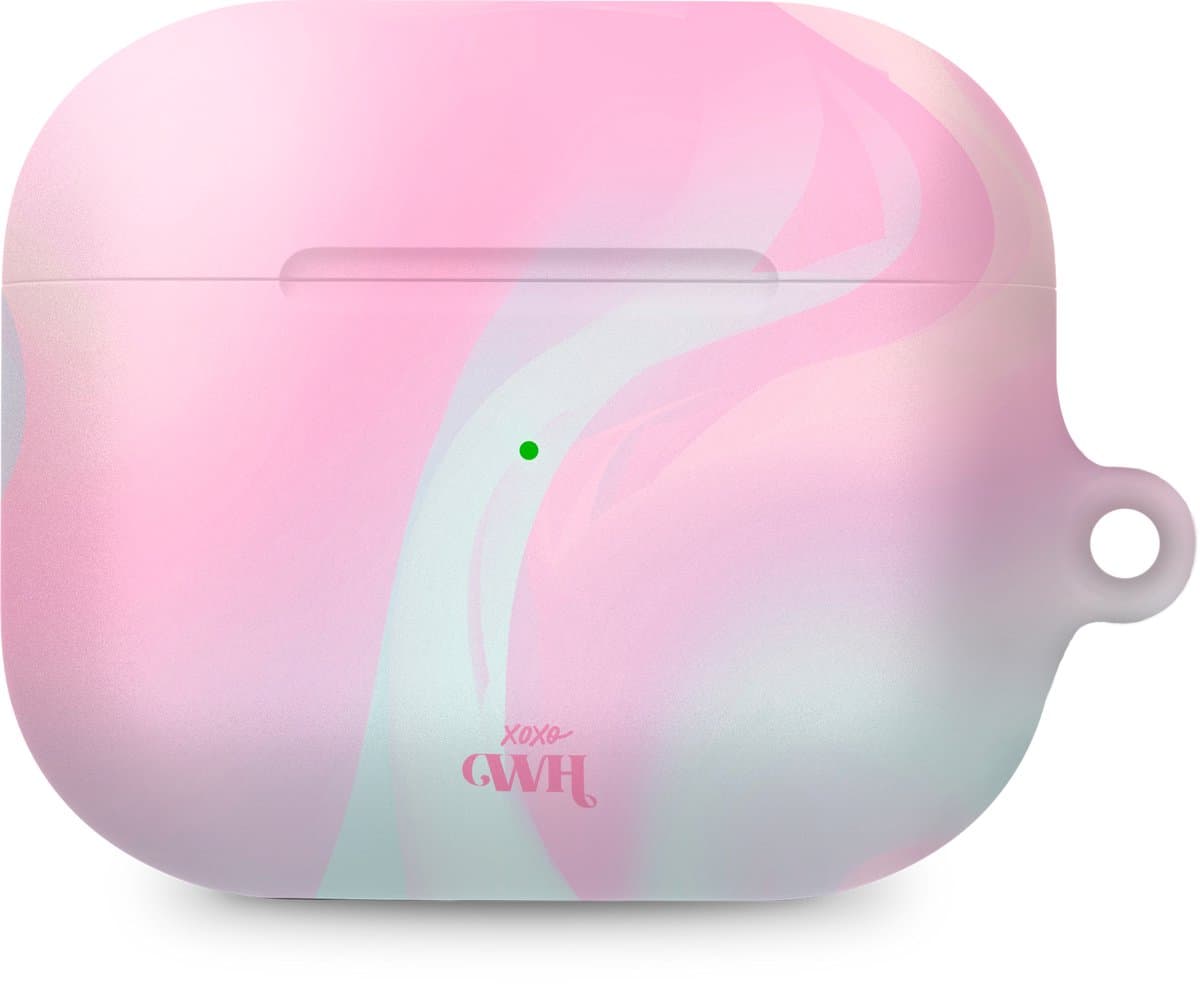 xoxo Wildhearts hoesje geschikt voor Airpods Pro 1 / Pro 2 - Marble Sugar Rush - Ook als telefoonhoesje verkrijgbaar - schokbestendige case geschikt voor Airpod Pro (2) - koptelefoon case - Beschermhoes met marmerprint - marmer look - roze — afbeelding 1