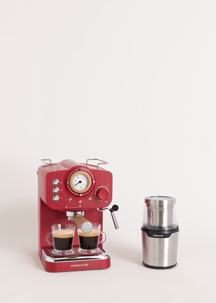 CREATE - Pack THERA RETRO Express-koffiezetapparaat + MILL PRO koffie- en kruidenmolen - Rood — afbeelding 1